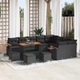 VidaXL Set de canapele pentru grădină 13 pcs Negru 110 x 55 x 71 cm