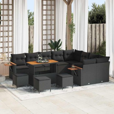 vidaXL Set de canapele pentru grădină 13 pcs Negru 110 x 55 x 71 cm 3363219 foto