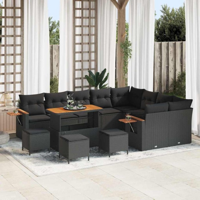 vidaXL Set de canapele pentru grădină 13 pcs Negru 110 x 55 x 71 cm 3363219