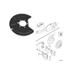Protectie stropire disc frana Volvo S40/V50 (Ms/Mw), 10.2003-05.2012 Model Awd, Spate, Stanga=Dreapta, metal