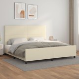 Cumpara ieftin Cadru de pat cu tăblie, crem, 200x200 cm, piele ecologică