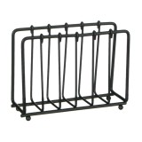 Suport metalic pentru servetele de bucatarie, model linii verticale, Metal, Negru, 13x4.5x10 cm