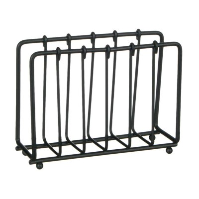 Suport metalic pentru servetele de bucatarie, model linii verticale, Metal, Negru, 13x4.5x10 cm foto
