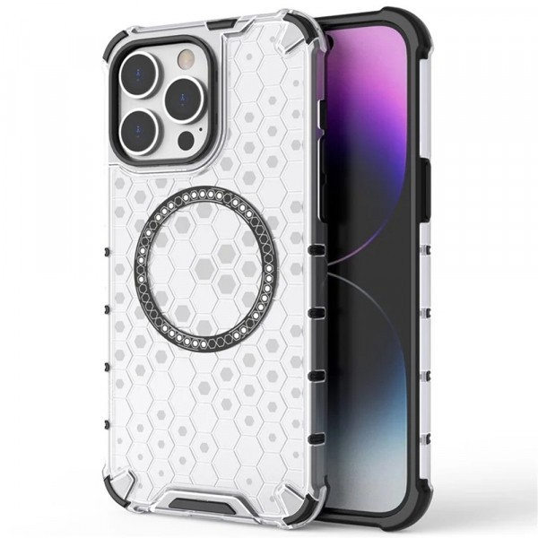 Husa MagSafe pentru Apple iPhone 14 Pro, Techsuit, HoneyComb Shield, Neagra