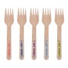Furculițe Petrecere Lemn, Model Happy Birthday, Multicolor, Lungime 16 cm, Set 10 bucăți, Oem