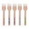 Furculițe Petrecere Lemn, Model Happy Birthday, Multicolor, Lungime 16 cm, Set 10 bucăți