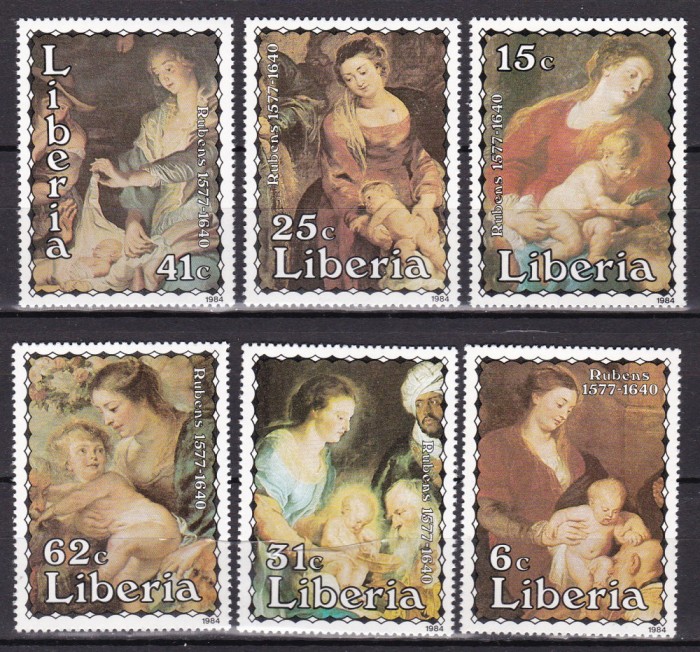 Liberia 1984 pictura Rubens MI 1298-1303 MNH