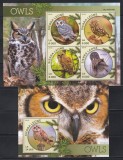 Sierra Leone 2016 - Bufnițe, Colita + Bloc, Cota 22 Euro (Tiraj 1000 - Vezi Numerotarea !!!), MNH