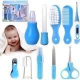 Kit complet igiena bebelusi 10 in 1, pentru nou nascuti 0+ luni, include termometru digital, aspirator nazal, forfecuta, unghiera, pila, perie, piepta