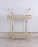 Raft Fier Forjat Antik White 90cm, 2 Spatii Depozitare - Baie, Bucatarie, Hol - Cuier Fier Forjat