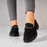 Pantofi dama casual Negri din Piele Ecologica Intoarsa Diona2, 35, Negru