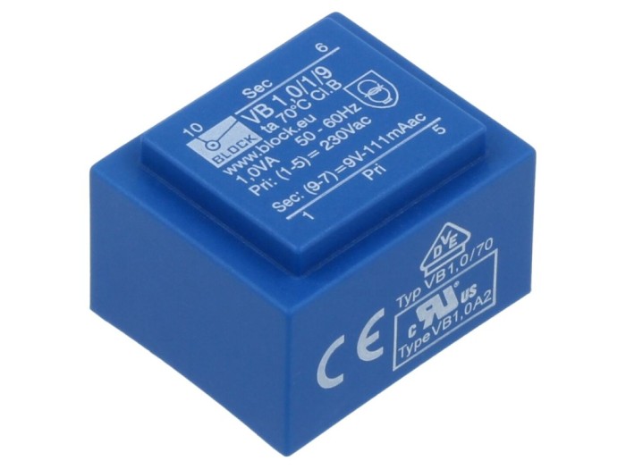 Transformator PCB 230VAC 9V 1VA