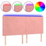 Cumpara ieftin Tablie de pat cu LED, roz, 200x5x118/128 cm, catifea
