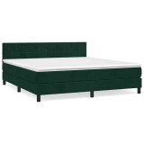 Cumpara ieftin Pat box spring cu saltea, verde inchis, 180x200 cm, catifea