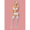 Set Lenjerie Sexy Obsessive, Sutien, Bikini si Portjartier, Dantela, Alb, S/M