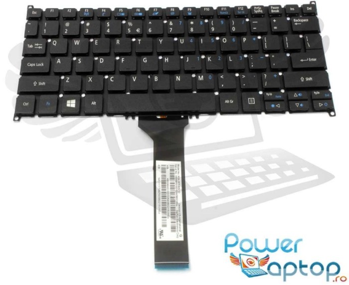 Tastatura Acer Aspire V3 111P iluminata layout US fara rama enter mic, Aspire V3 112P iluminata layout US fara