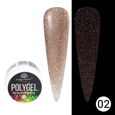 Polygel constructie unghii cu sclipici, Disco Polygel, Global Fashion, reflectorizant, 15 g, 02 foto