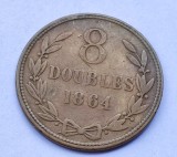 321. Moneda Guernesey 8 doubles 1864 (tiraj 280.000 buc)