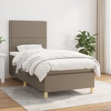 VidaXL Pat box spring cu saltea, gri taupe, 80x200 cm, textil