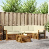 vidaXL Seturi de canapele 6 pcs Natural și Crem Lemn Solid de Acacia 3374860