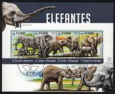 S. TOME E PRINCIPE 2015 - Fauna, Elefanti /colita noua
