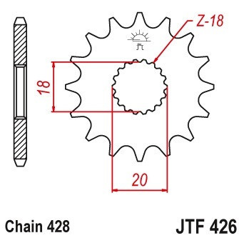 Pinion fata 15 dinti pas lant 428 - Kreidler Dice - Enduro 125cc - Suzuki DR 125 S (82-84) - GN 125 (94-99) - GS 125 S (99) - RM 125 (75-78) foto