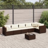Cumpara ieftin Gossi set mobilier de gradina cu perne, 7 piese, maro, poliratan