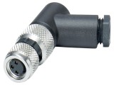 Conector M8, 3 pini, 4A, 48V, IP67, &icirc;n unghi