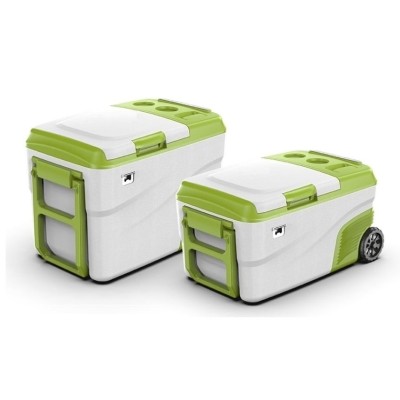 Frigider 35L cu roți, tractabil, manevrabil pentru plajă, auto rulotă, alimentare brichetă la 12-24V sau baterie proprie, cu compresor congelare -20&amp;deg;C foto