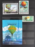 Mongolia Baloane cu Aer Cald &amp; Aerostate Bloc / Mini-Coala + 3 Timbre Istoria Aviației Lot Ștampilat Ulaanbaatar - A301