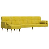 Cumpara ieftin Canapea extensibila in forma de L galben 271x140x70 cm catifea