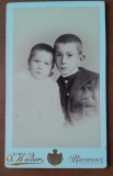 Fotografie tip CDV, doi baieti, inceput de secol XX