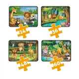 Set 4 Puzzle Animale Padure, De la 24 la 60 Piese, Educatie prin Joaca