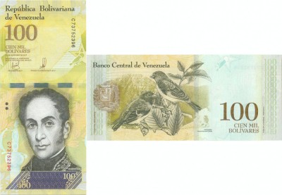 2017 (13 XII), 100 Bol&amp;iacute;vares (P-100b) - Venezuela - stare UNC foto