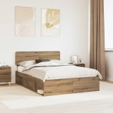 Cumpara ieftin Cadru de pat Stejar Artizanal 150 x 200 cm Lemn de pin masiv