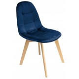Scaun bucatarie/living, catifea si PU, albastru marin, 43x54x81 cm, Colin, Jumi