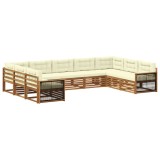 vidaXL Set de canapele de exterior cu pernă 9 pcs Natural și Crem 3383833