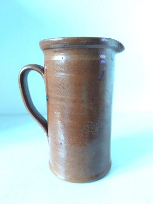 Cana mare cu cioc, ceramica / gresie, aspect rustic, 17cm inaltime x 9cm diametru foto