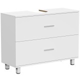 HOMCOM Dulap Sottolavabo pentru Baie cu 2 Sertare, Dulap Modern și Economisitor de Spațiu, 80x30x60 cm, Alb | Aosom Romania