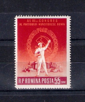 ROMANIA 1960 - AL III-LEA CONGRES AL P.M.R., MNH - LP 501 foto