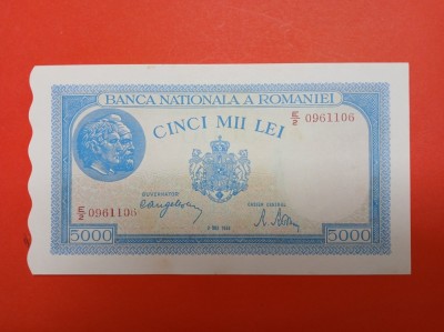 Bancnota 5000 lei 2 Mai 1944 - UNC foto