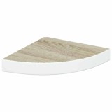 Cumpara ieftin Raft de perete de colt, stejar si alb, 25x25x3,8 cm, MDF