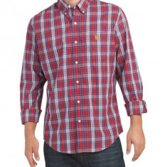 Camasa US Polo Assn., marimea S, Classic Fit Peached Poplin Multi Plaid Woven Shirt