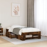 VidaXL Cadru pat fără saltea stejar fumuriu, 90x190 cm, lemn prelucrat