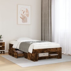 vidaXL Cadru pat fără saltea stejar fumuriu, 90x190 cm, lemn prelucrat 3295524