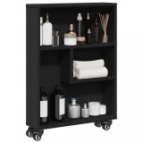 vidaXL Cărucior depozitare &icirc;ngust, negru, 48x13x68 cm, lemn prelucrat