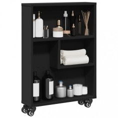 vidaXL Cărucior depozitare &icirc;ngust, negru, 48x13x68 cm, lemn prelucrat