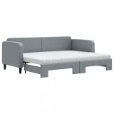 Cumpara ieftin Pat de zi cu extensie si saltele, gri deschis, 80x200 cm textil