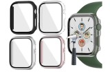 Set 4 huse Jvchengxi pentru Apple Watch Series 9 Seria 8 Seria 7, protectie din sticla - RESIGILAT