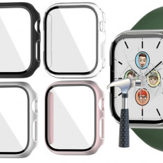 Set 4 huse Jvchengxi pentru Apple Watch Series 9 Seria 8 Seria 7, protectie din sticla - RESIGILAT
